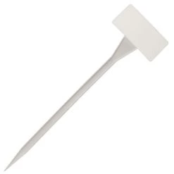 Angled Display White Plastic Stakes, 2in X 4in X 13in