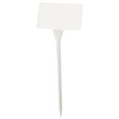 Angled Display White Plastic Stakes, 4in X 6in X 17in