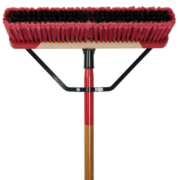 Harper Dual Bristle Broom Plastic Fibers 18in Wide 2 Harper Dual Bristle Broom Plastic Fibers 18in Wide - Image 2