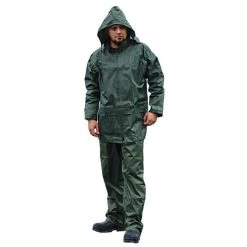 Premium Polyester Coated Rainsuit, Green, Extra Large