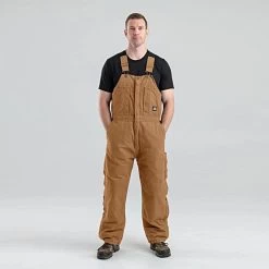 BERNE Original Washed Insulated Bib Overalls Brown 3X Large