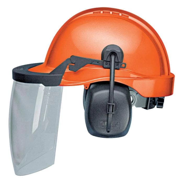 Elvex; ProGuard Helmet With 6-Point Safety Cap, Ear Muff And Lexan Face Shield 1 Elvex; ProGuard Helmet With 6-Point Safety Cap, Ear Muff And Lexan Face Shield