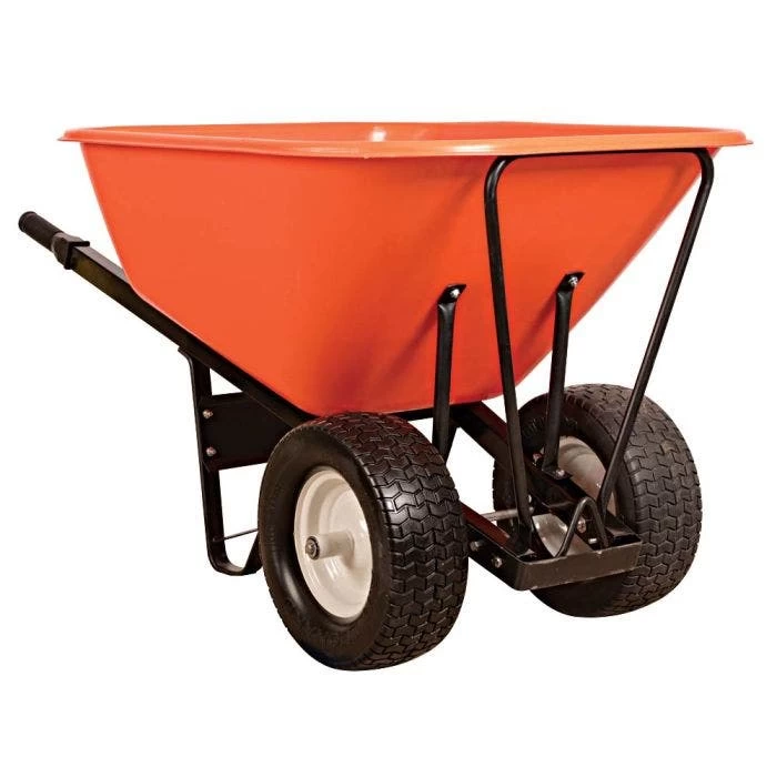 Leonard 10-Cubic-Foot Orange Poly Tray Wheelbarrow With Steel Handles And Flat Free Tires 1 Leonard 10-Cubic-Foot Orange Poly Tray Wheelbarrow With Steel Handles And Flat Free Tires