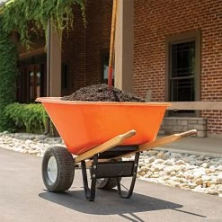 Leonard 2-Wheeled, 10-Cubic-Foot Capacity Poly Tray Wheelbarrow With Flat-Free Tires -Garden And Outdoor Shop fwb10 4 1